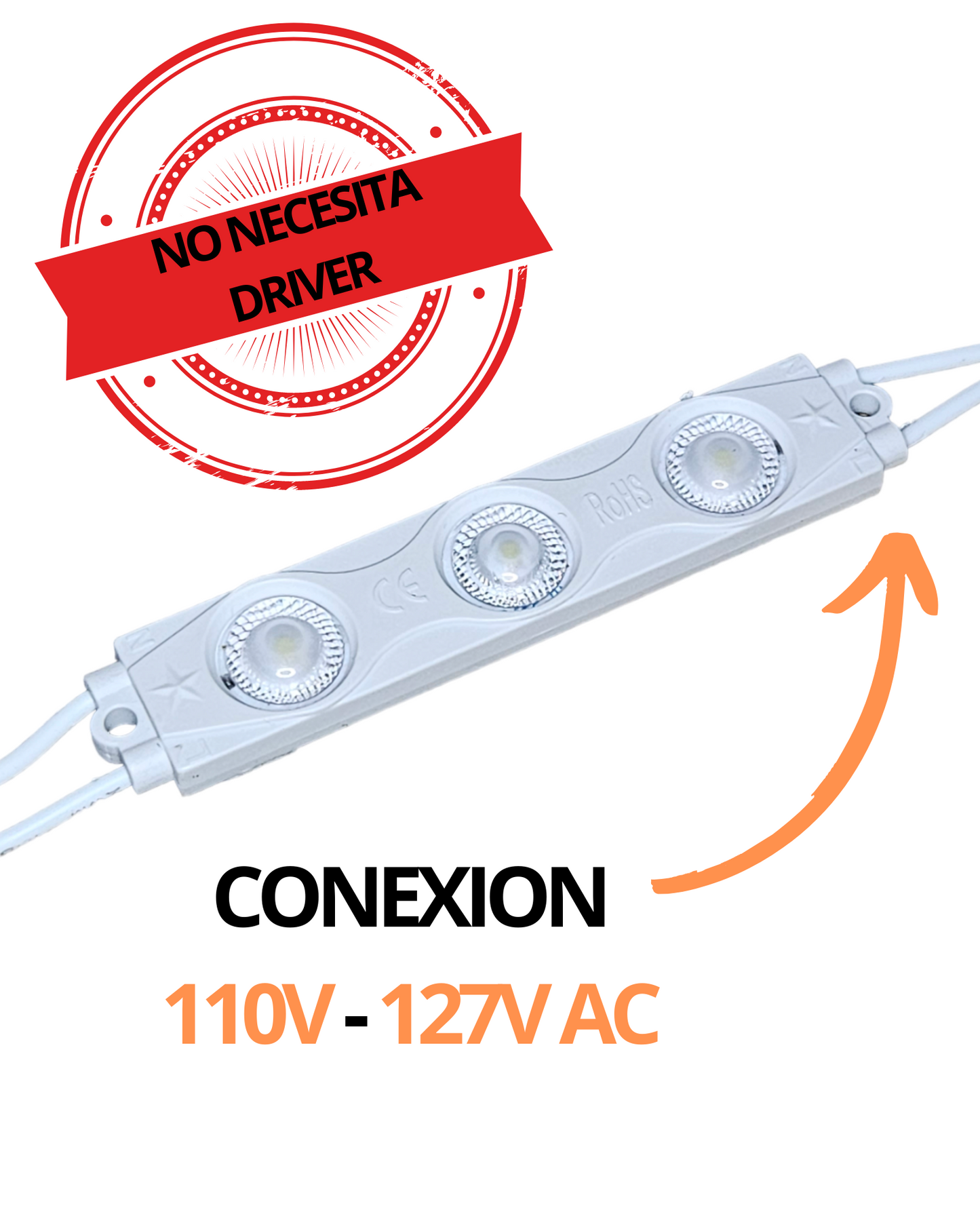 Modulo LED #5 110V 3 LED's Blanco Frio | Conexión Directa a Corriente de Casa 127V AC