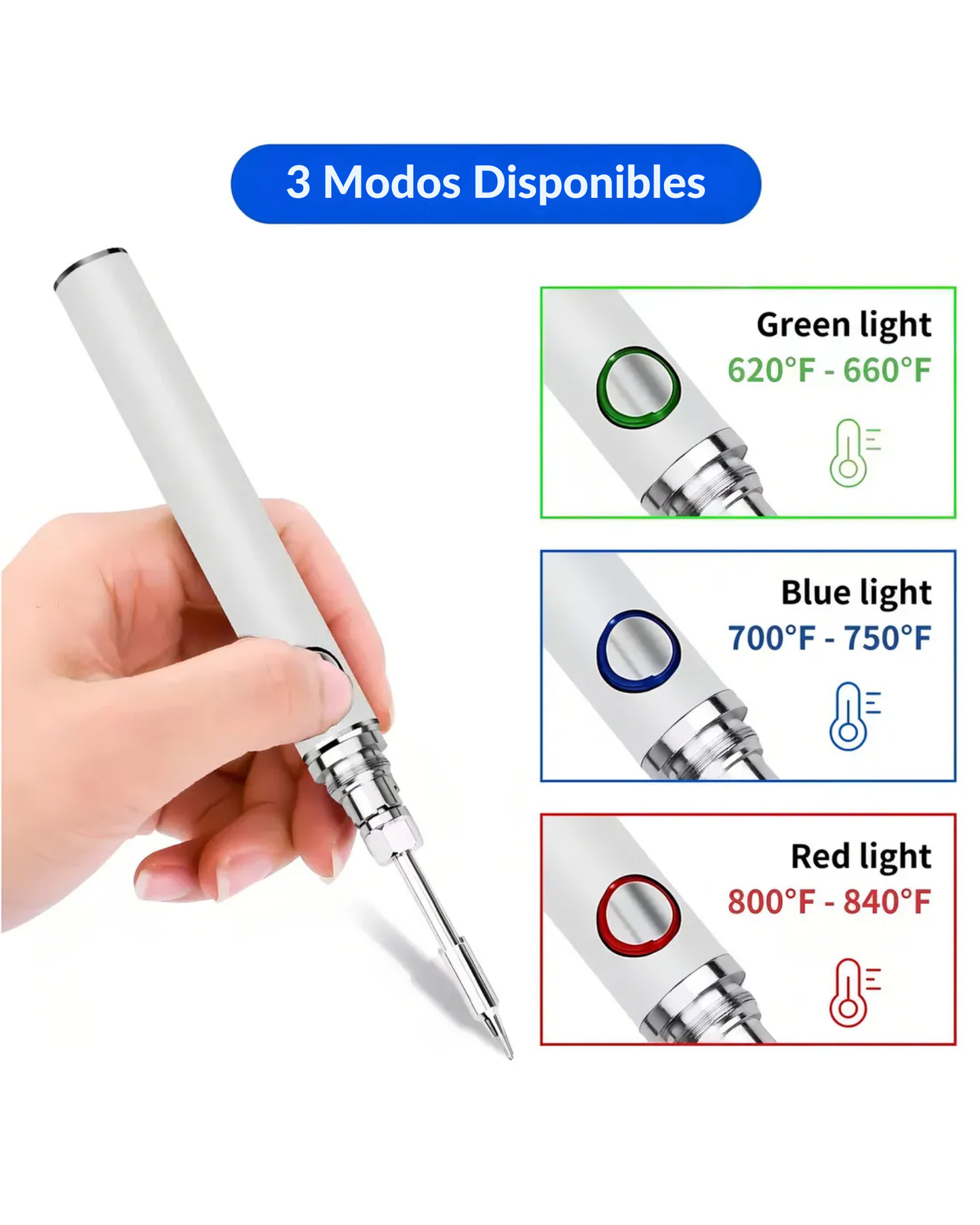 Cautín Inalambrico Portatil Recargable | Soldador 3 puntas intercambiables USB tipo C