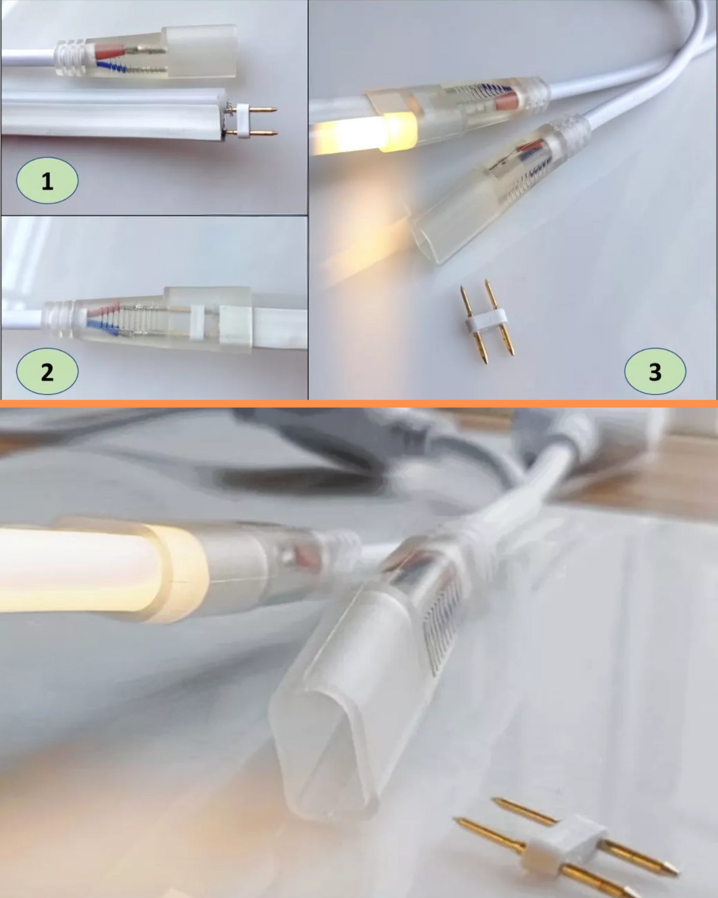 Conector para manguera LED 110V AC | Adaptador de corriente para tira LED