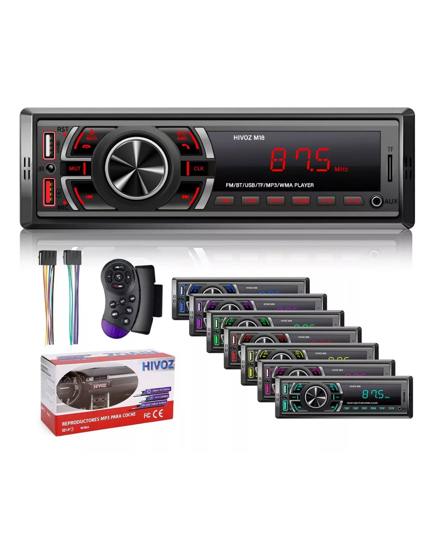 Autoestereo 1 Din MP3 Bluetooth Radio Auxiliar USB SD | Estereo Automotriz sencillo HIVOZ