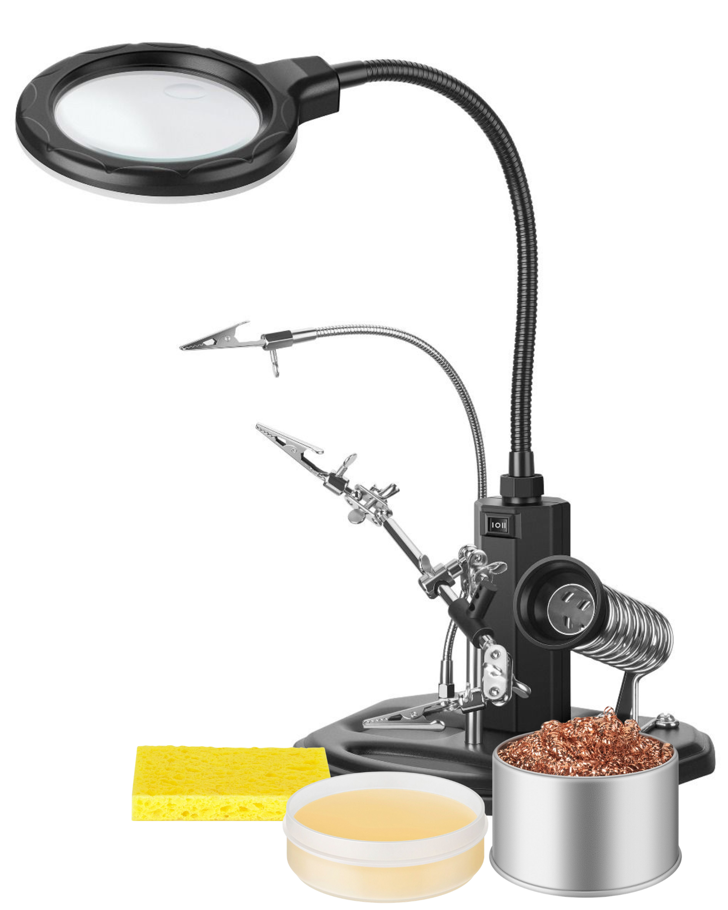Soporte para Cautín con Lupa y Luz LED | HER-725N3