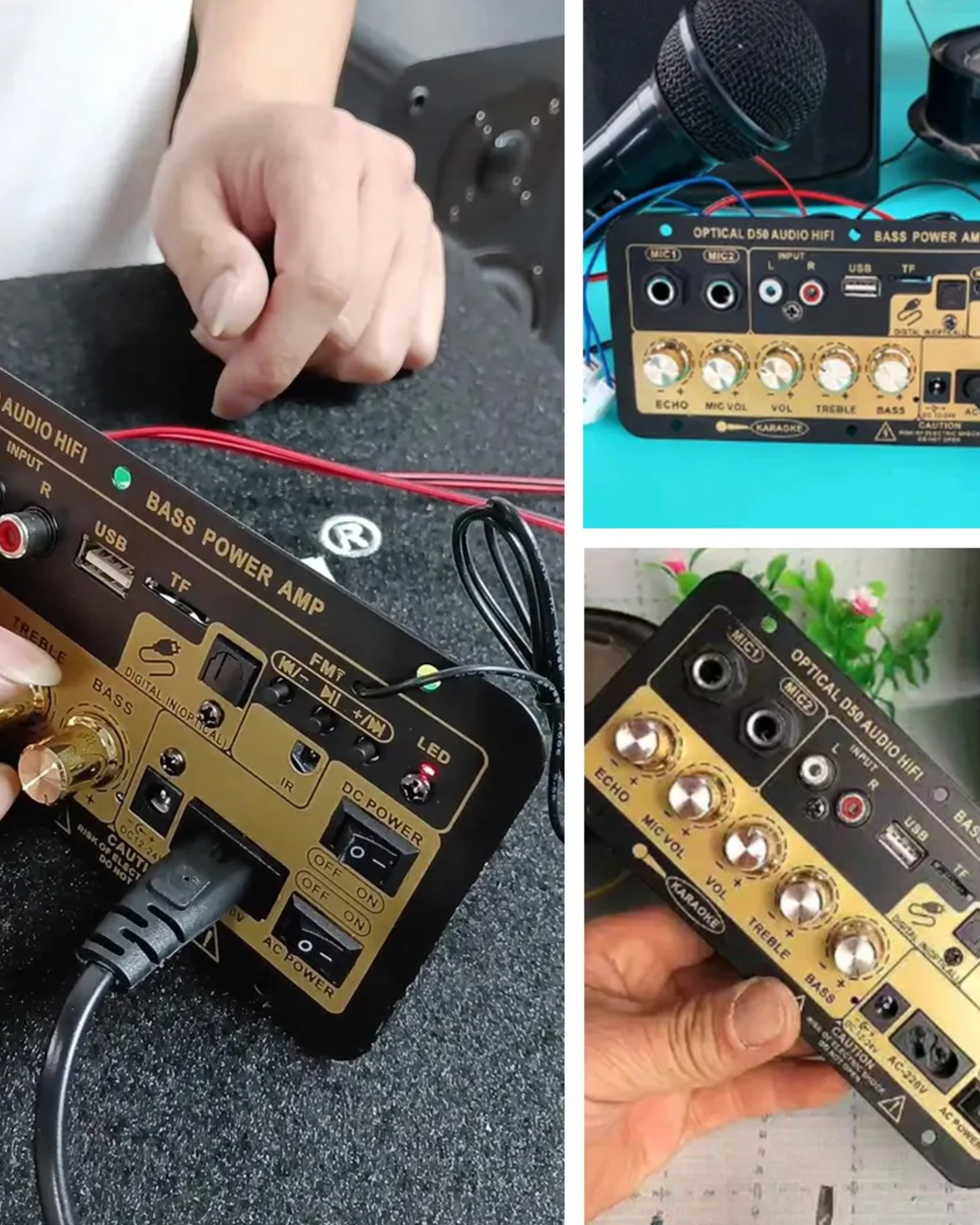 Placa Amplificada para bocina Audio Hifi 40W Dorado | Repuesto placa Óptico, Bluetooth 5.0