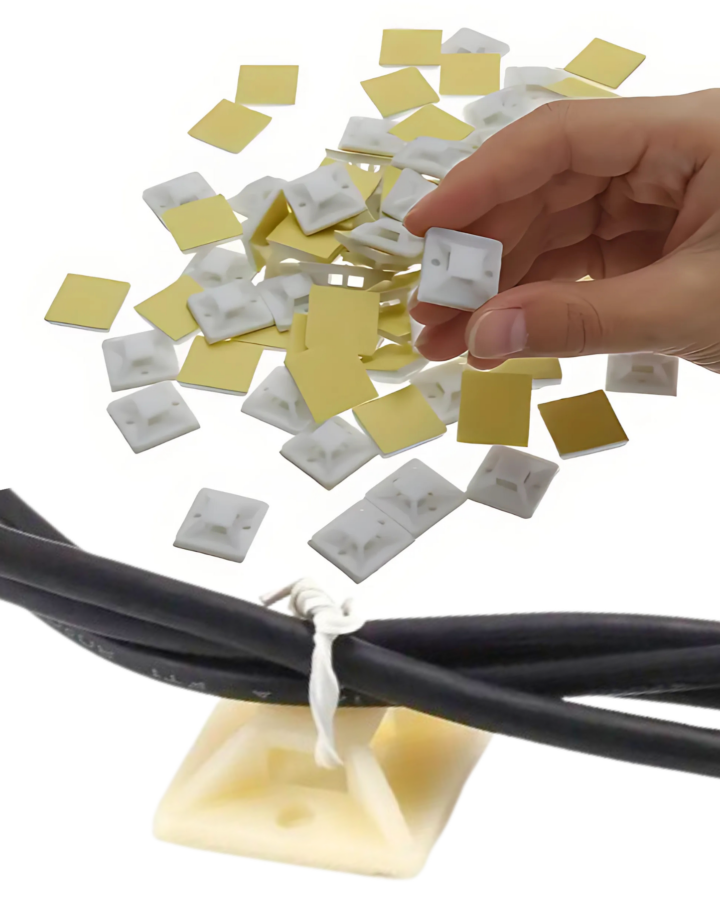 Sujeta Cinchos Con Adhesivo | Soporte Para Cables Adhesivo 3M Blanco | Base cincho de plastico