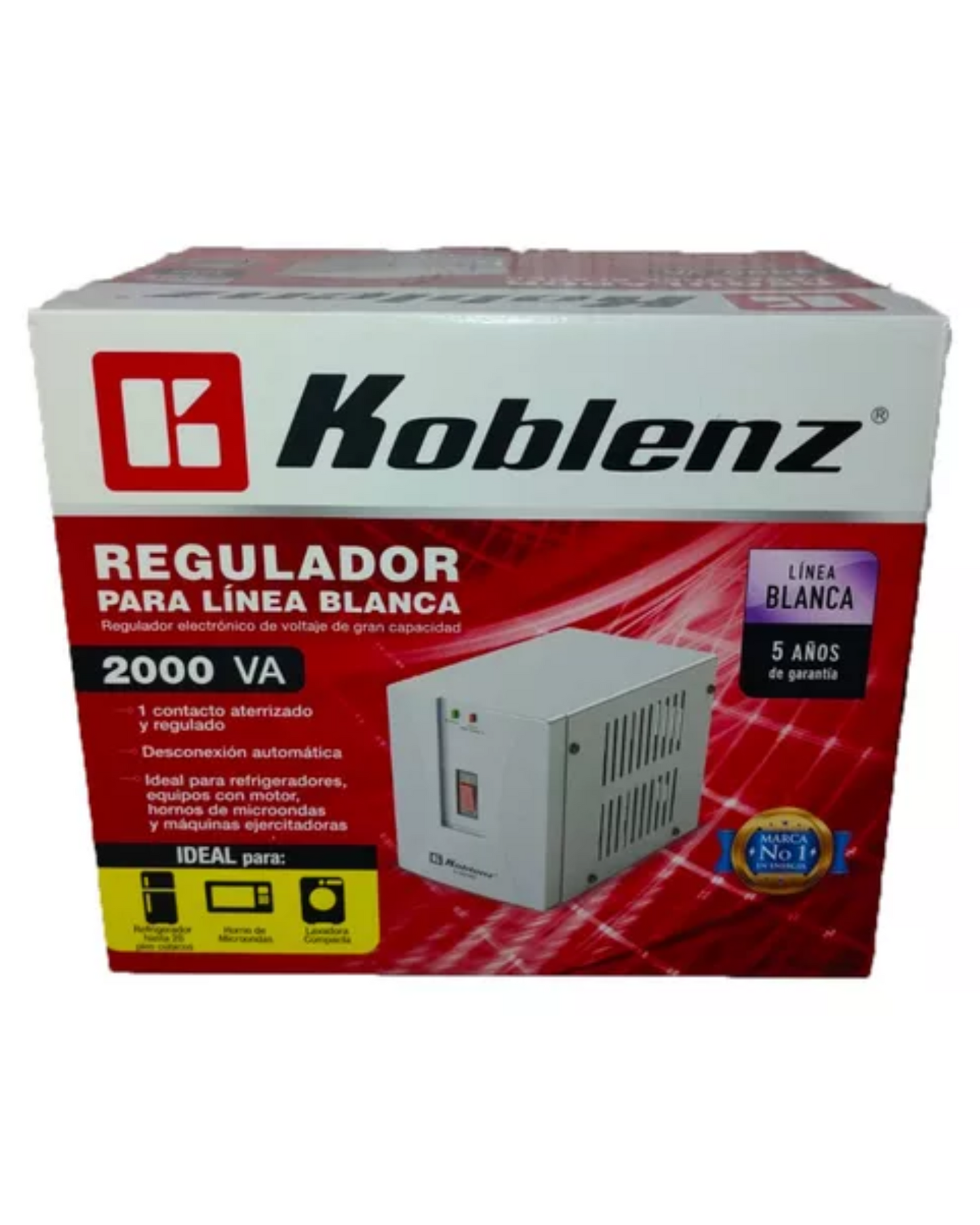 Regulador de Voltaje Koblenz RI-2002 para Linea Blanca, Refrigerador y Lavadora