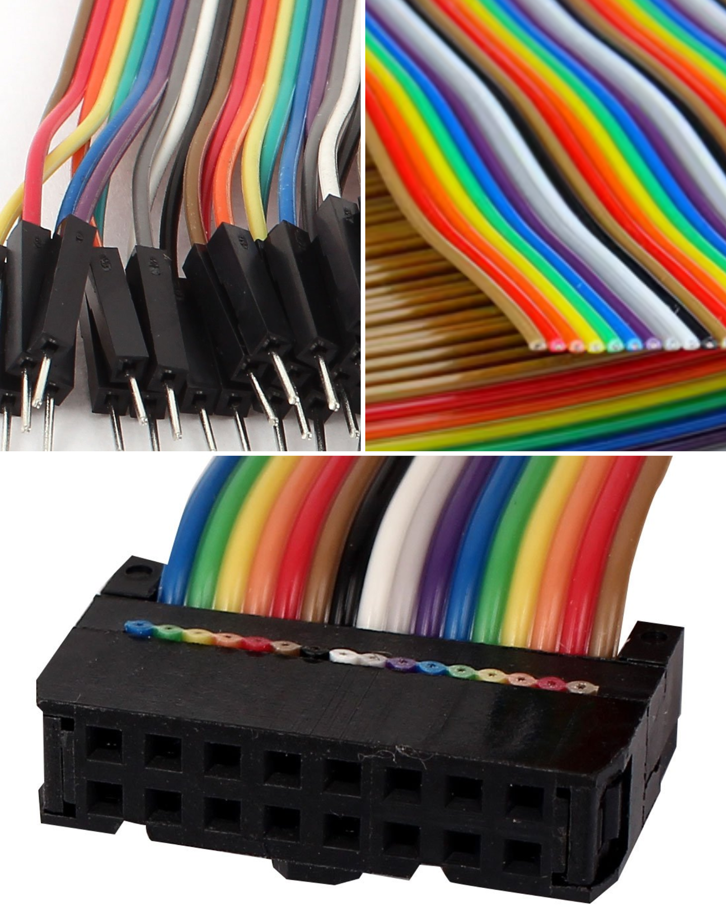 Cable plano arcoíris 20 vías 28AWG | Cable Ribbon multicolor Pitch estándar 20 hilos | Tramo 1 metro