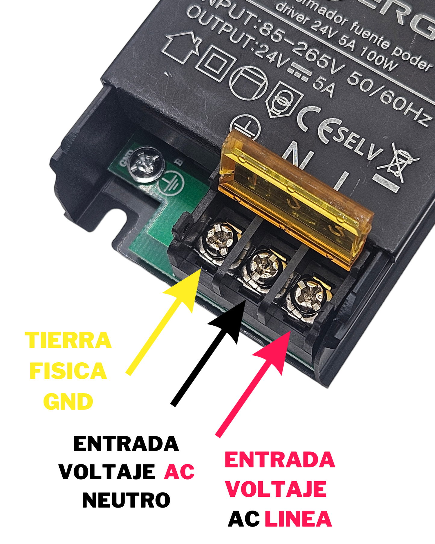 Fuente Conmutada 24V 5A | Fuente de poder 110VAC - 220VAC 120W