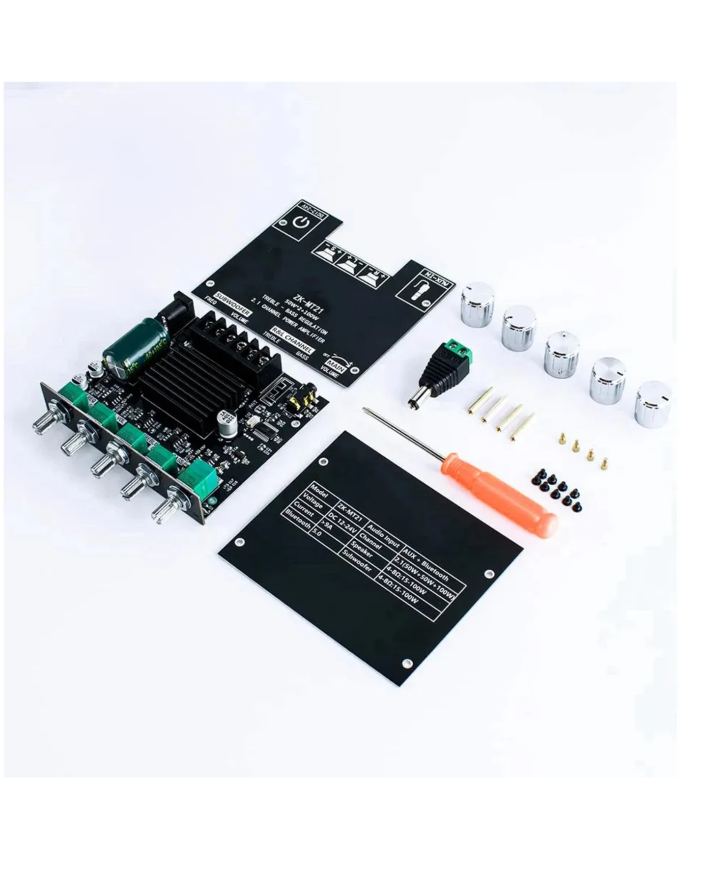 Amplificador bluetooth 2.1 canales | Placa amplificada estereo 50W + 50W + 100W ZK-MT21