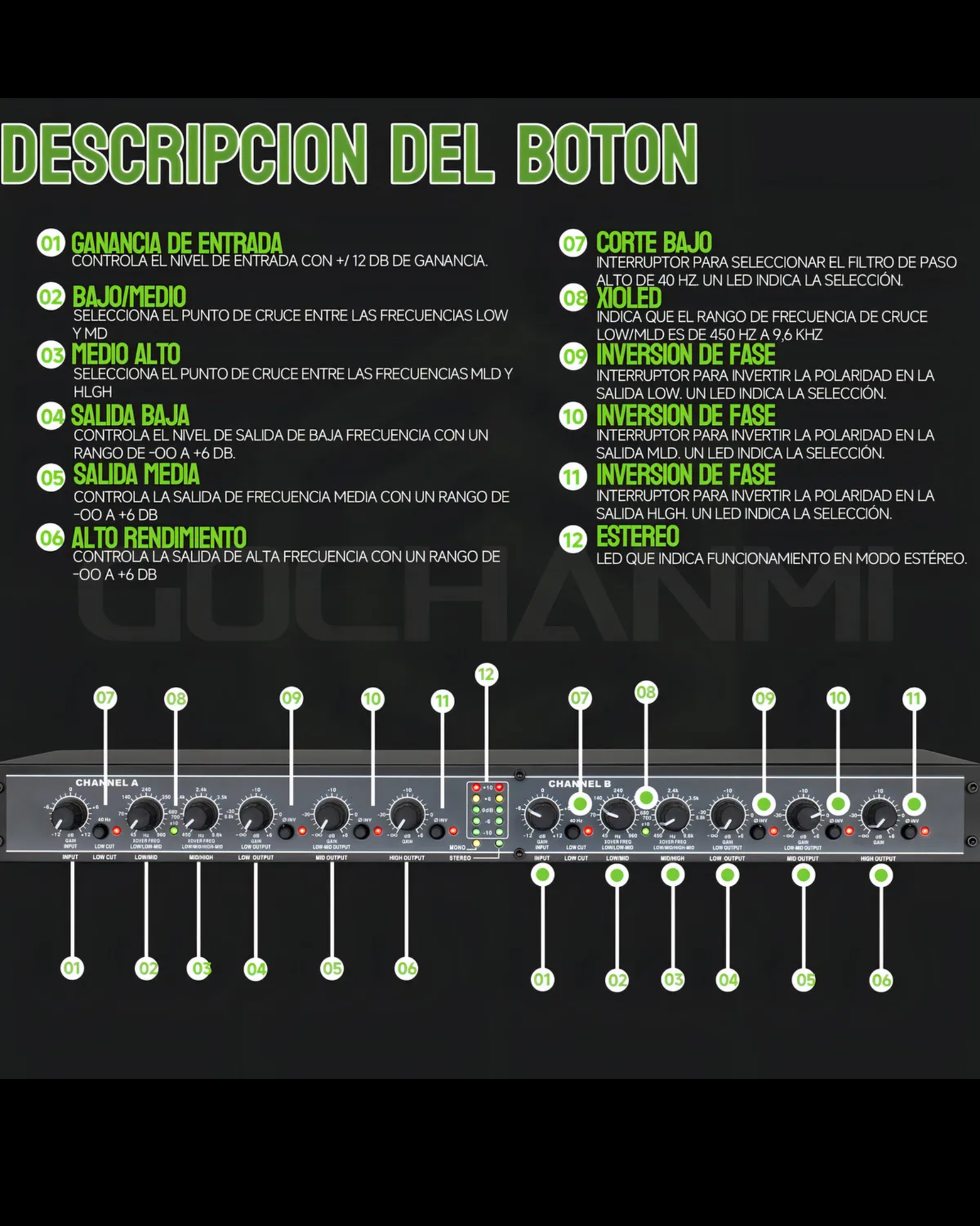 Crossover Activo CR-234XL | Compresor de Frecuencia de Audio