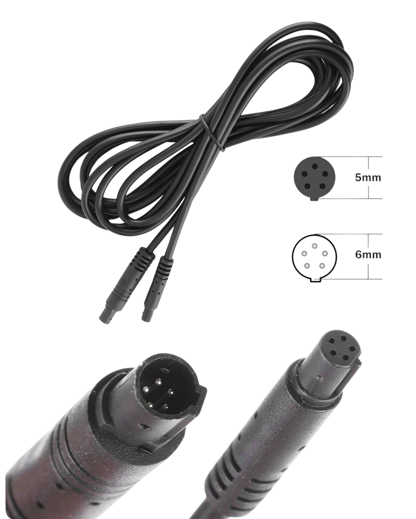 Cable para camara de reversa de 5 pines 6 metros | Extension 5 pines mini plug macho - hembra