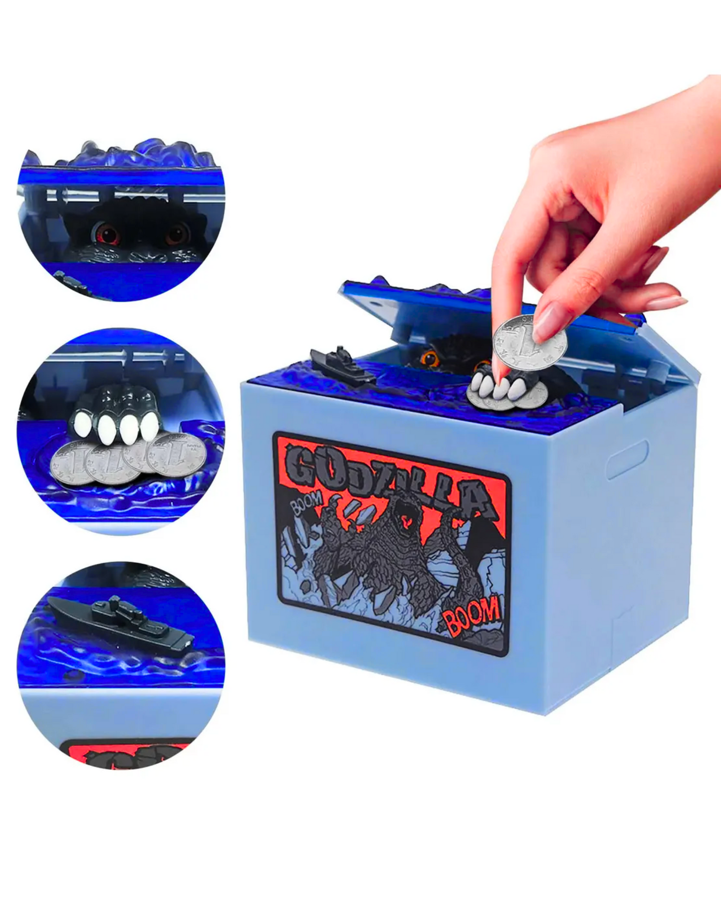 Alcancia electronica de dinosaurio tipo Godzilla
