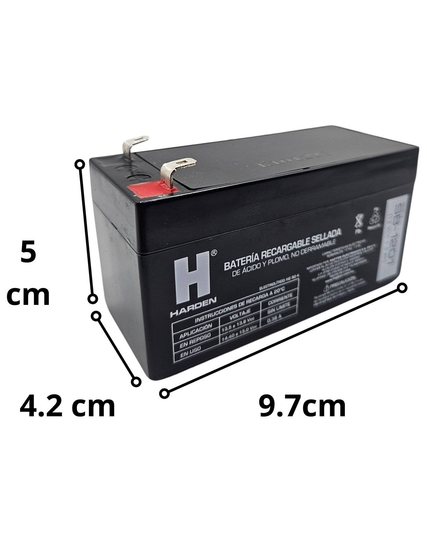 Batería 12V 1.2A Sellada Recargable SB-1201