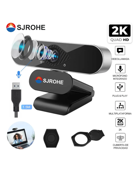 Webcam con microfono y luz LED | Camara para computadora plug USB