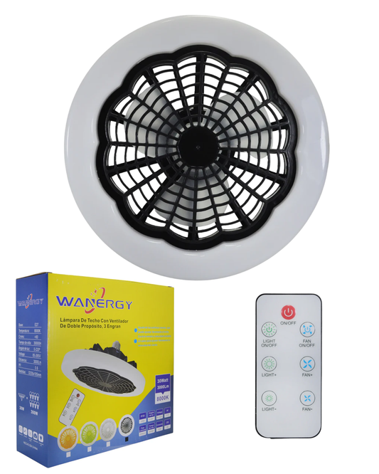 Lampara LED con ventilador integrado | Foco LED E27 30W 8500K 60263