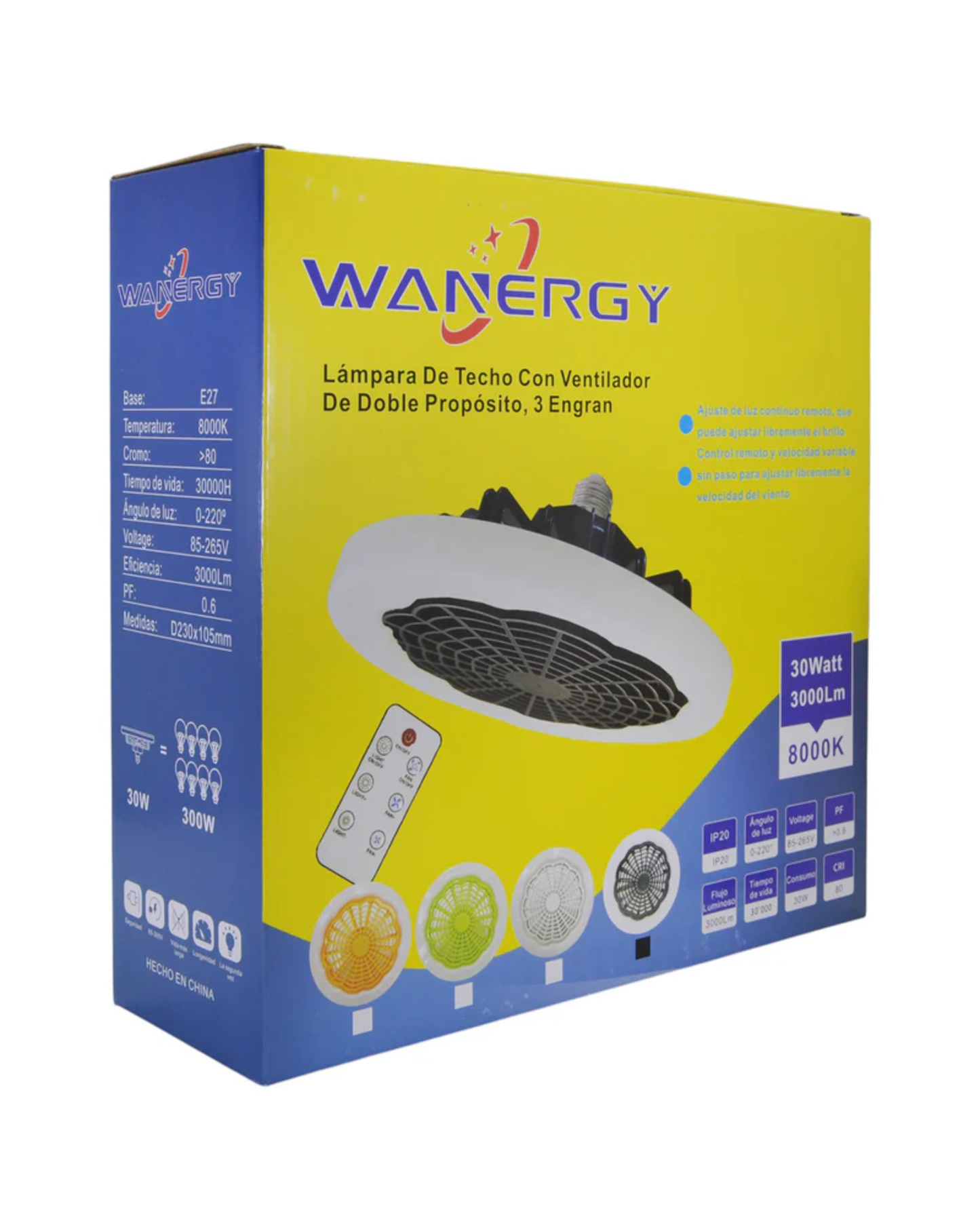 Lampara LED con ventilador integrado | Foco LED E27 30W 8500K 60263