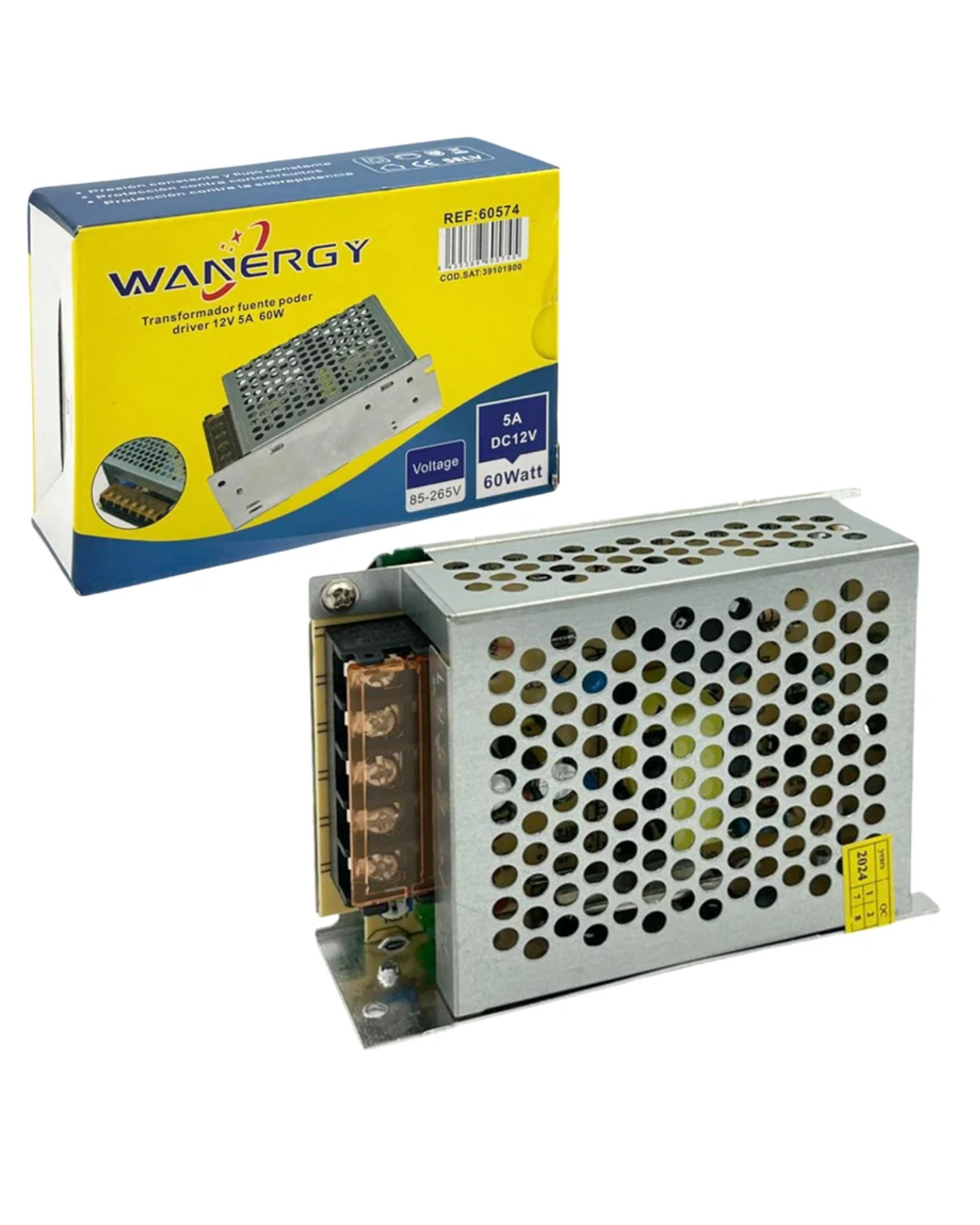 Fuente Conmutada 12V 5A | Fuente de poder 110VAC - 220VAC 60W | 60574