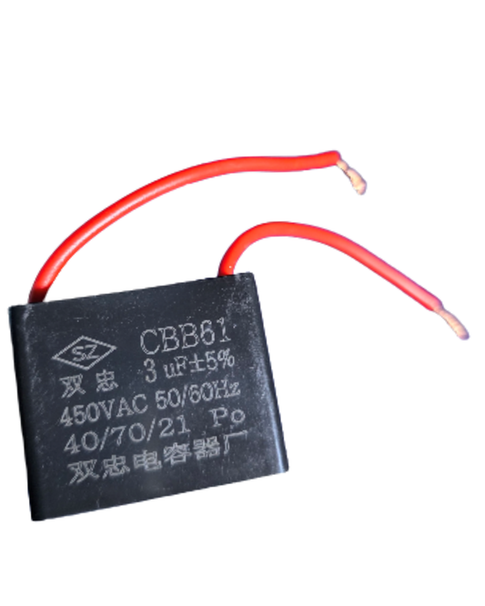 Capacitor 3uF 450VAC CBB61 | Capacitor de arranque para motor y ventilador