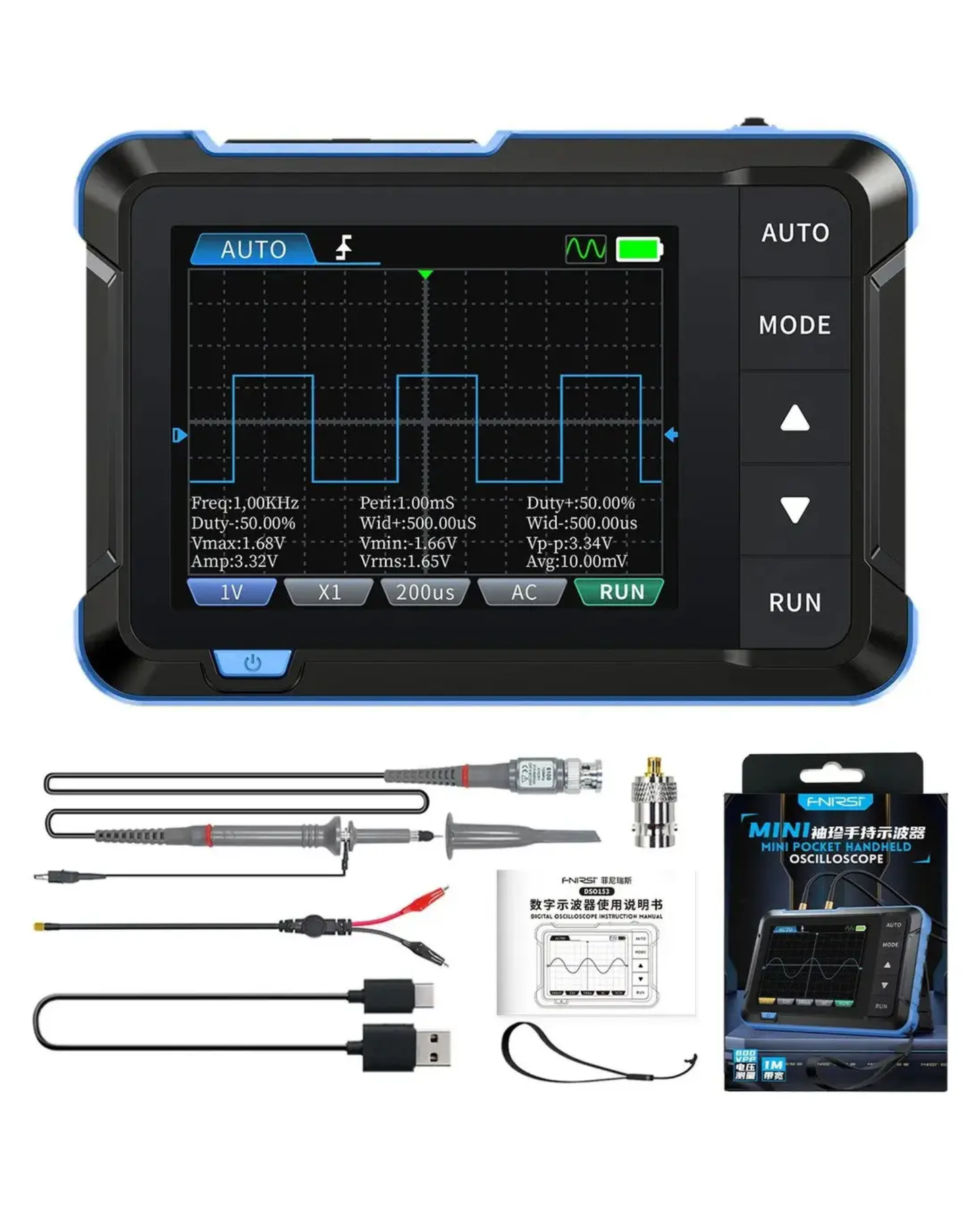 Osciloscopio DDS Fnirsi DSO153 Plus | Generador De Señales con puntas atenuadas