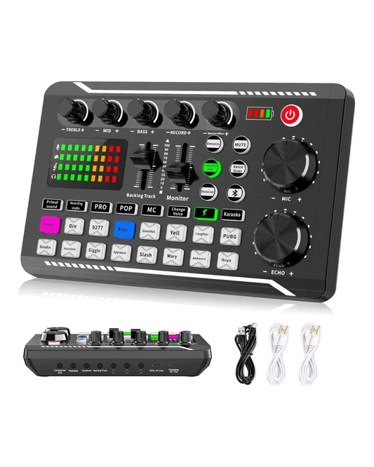 Tarjetas De Sonido Mezclador De Sonido Con Bluetooth F998 | Mezcladora de celular para podcast, grabaciones en vivo