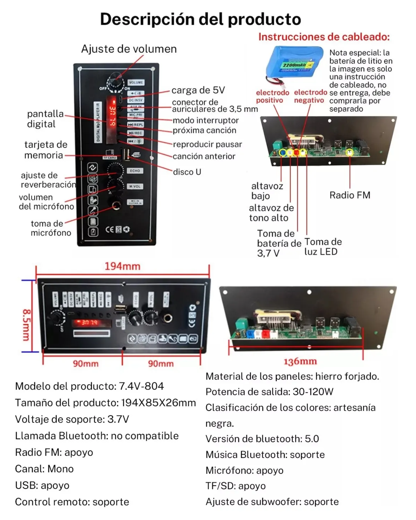 Placa Amplificada para bocina Audio 30w Sencilla | Repuesto placa bocina amplificada