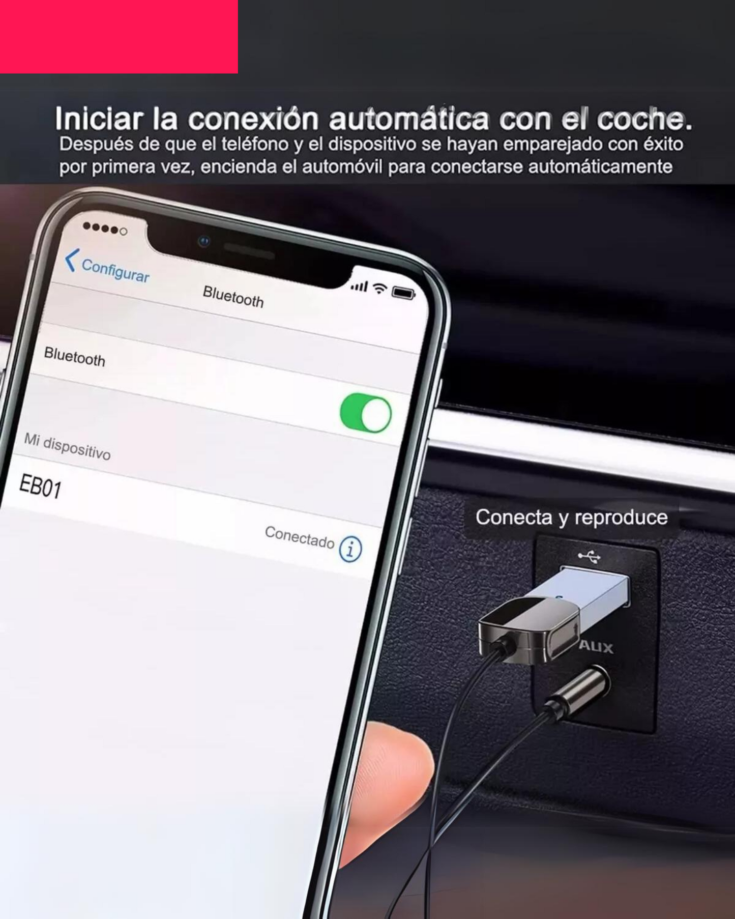 Receptor de Audio Bluetooth 5.1 Auxiliar 3.5mm para Automóvil