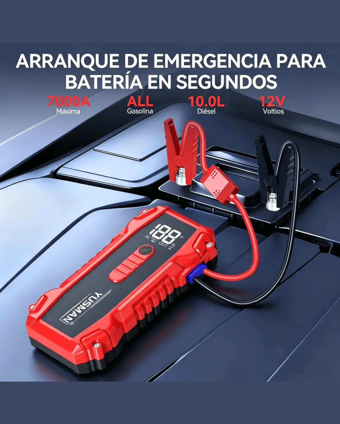 Arrancador De Batería De Coche Portátil 7000a 8 Cilindros