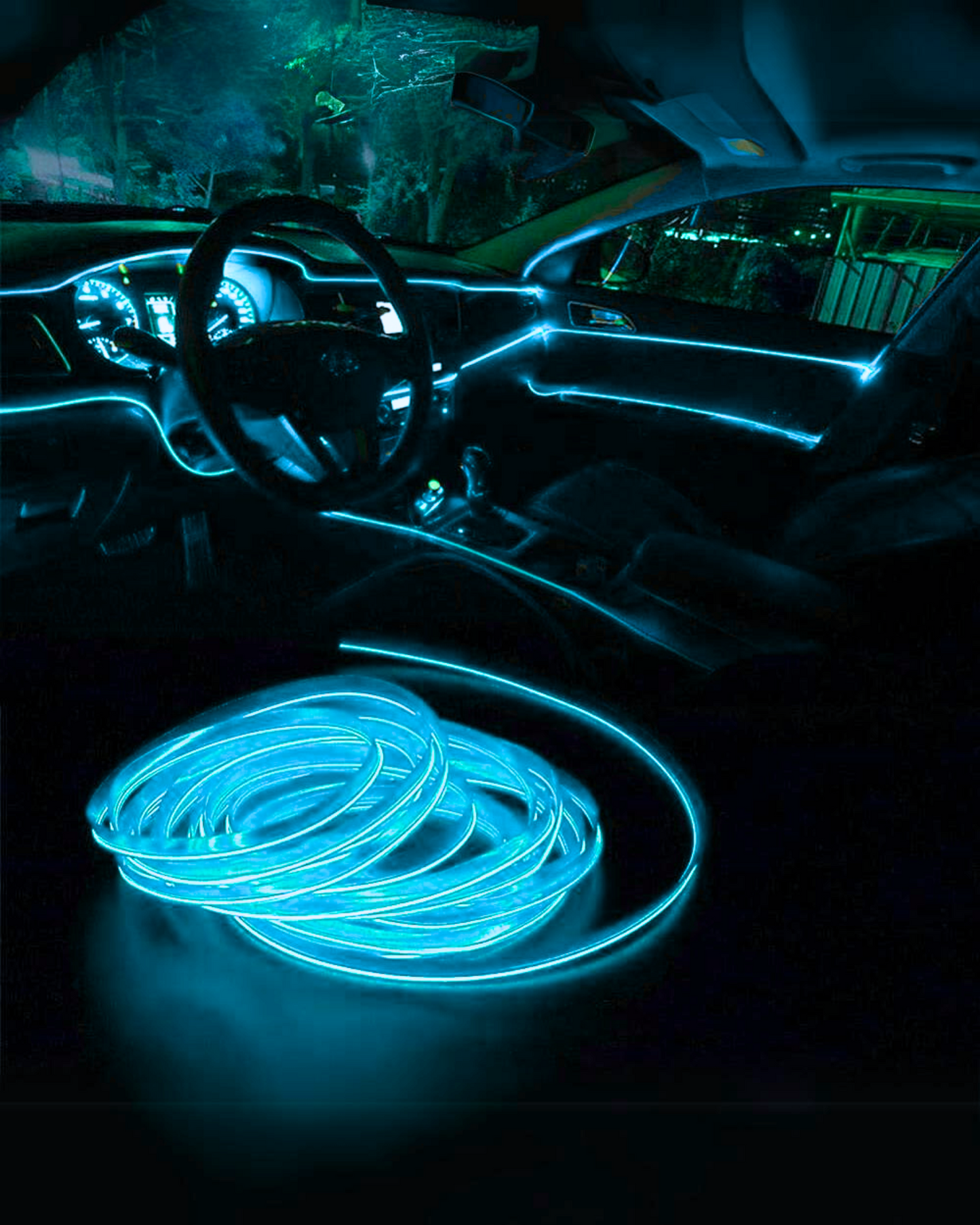 Hilo neon para coche con ceja | Hilo Neon LED decorativo automotriz