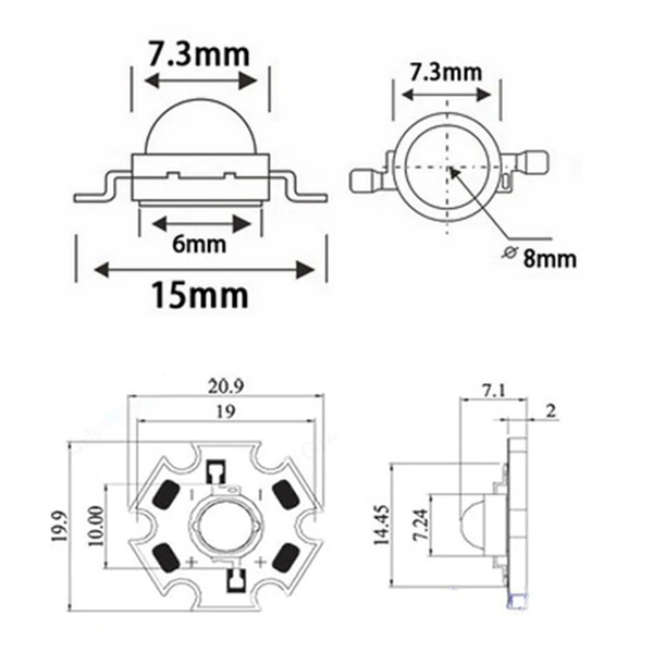 Disipador de Alumino para LED de Potencia 3 W