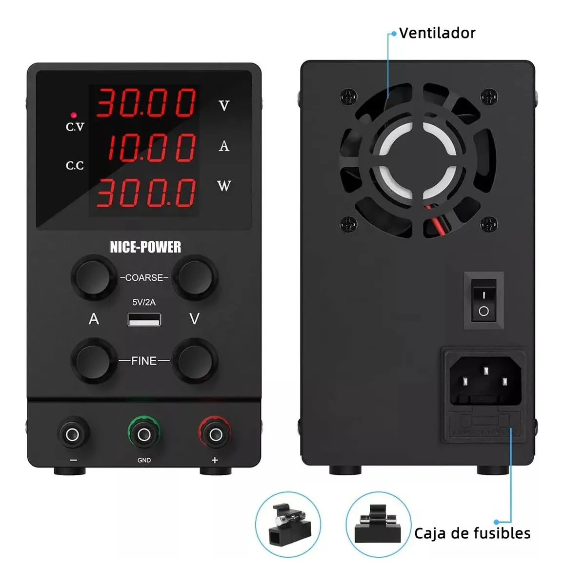 Fuente de Alimentación Variable 30V 10A | Fuente regulada 0-30V 0-10A
