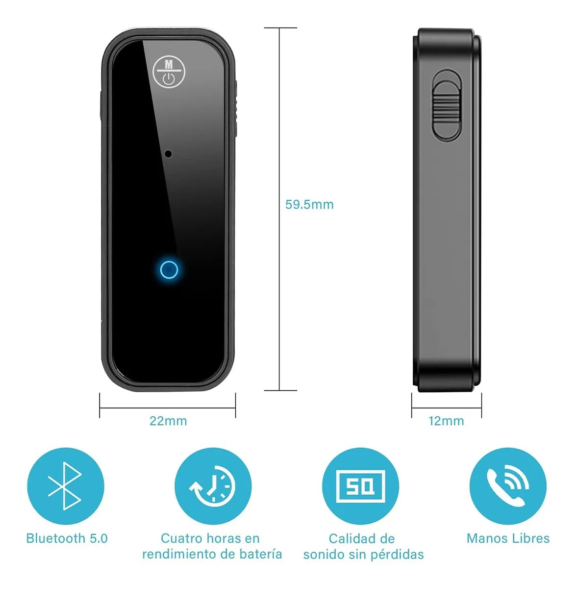 Receptor audio Bluetooth auxiliar para carro | Adaptador Bluetooth 3.5mm automovil