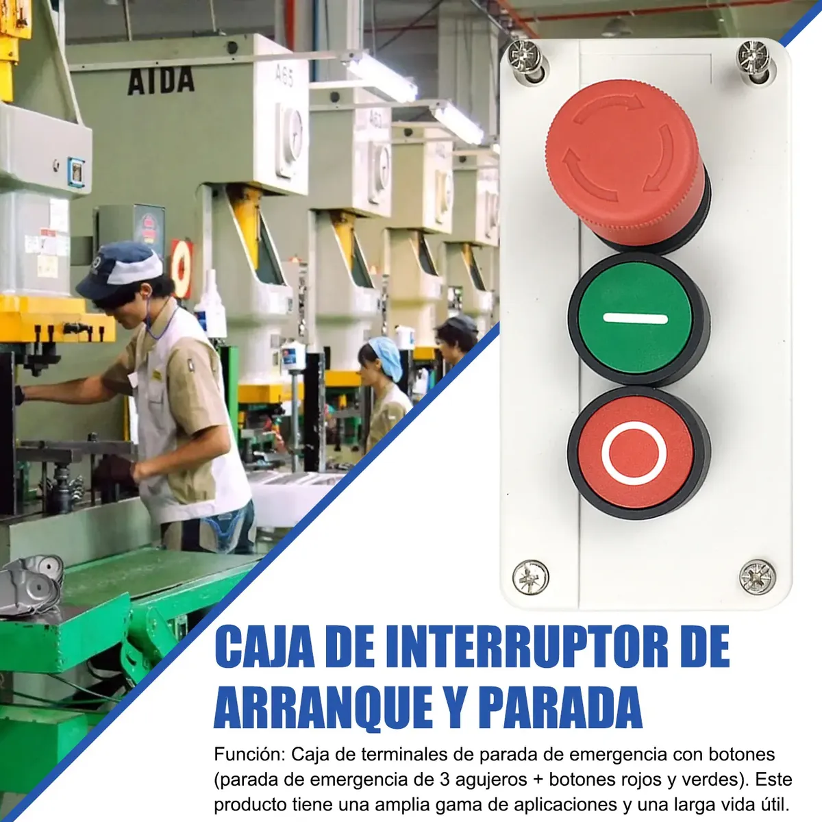 Botonera Inicio - Paro de emergencia | Panel de botones de arranque y paro industrial