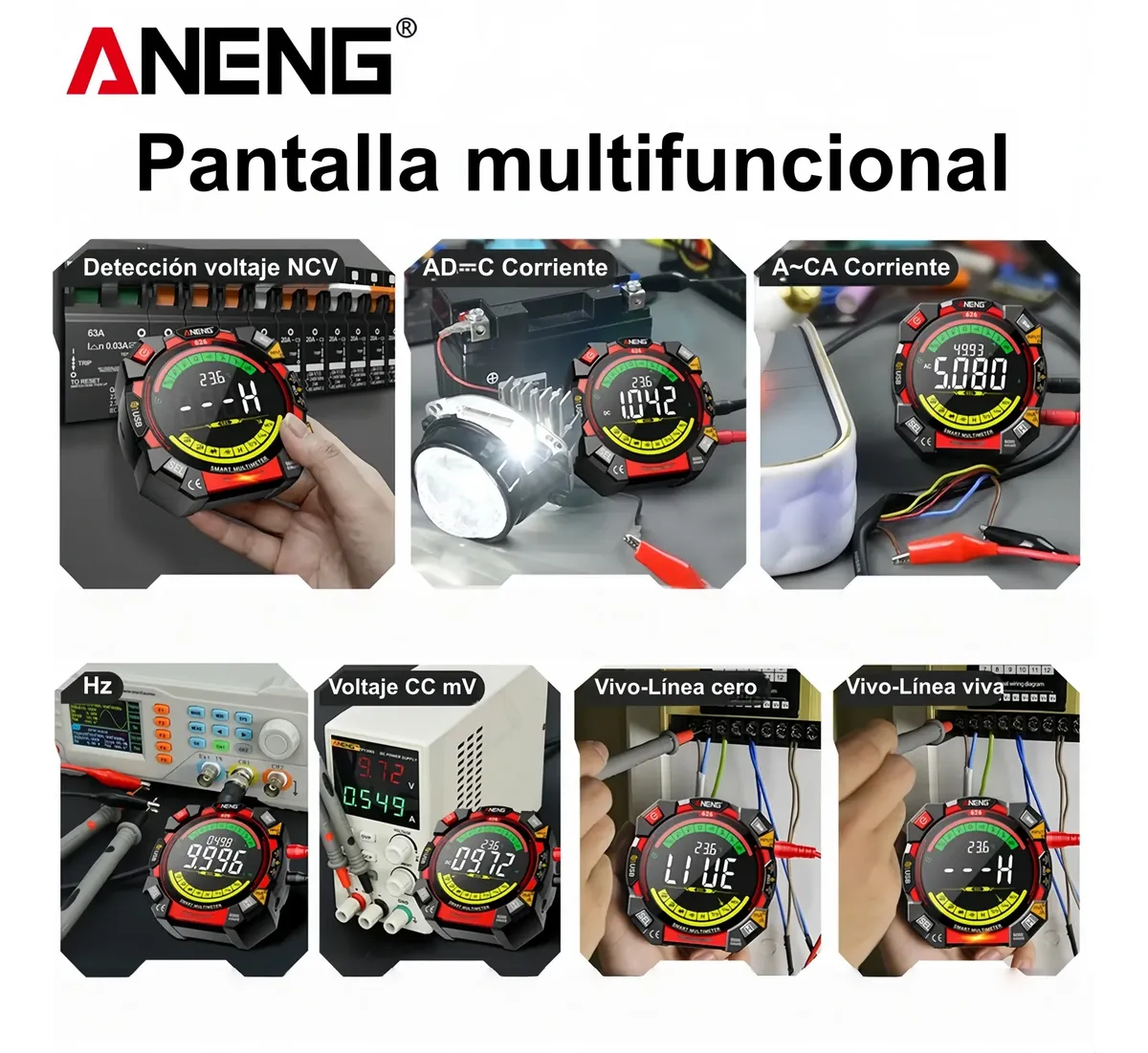 Multimetro digital medicion automatica recargable | Multimetro autorango ANENG