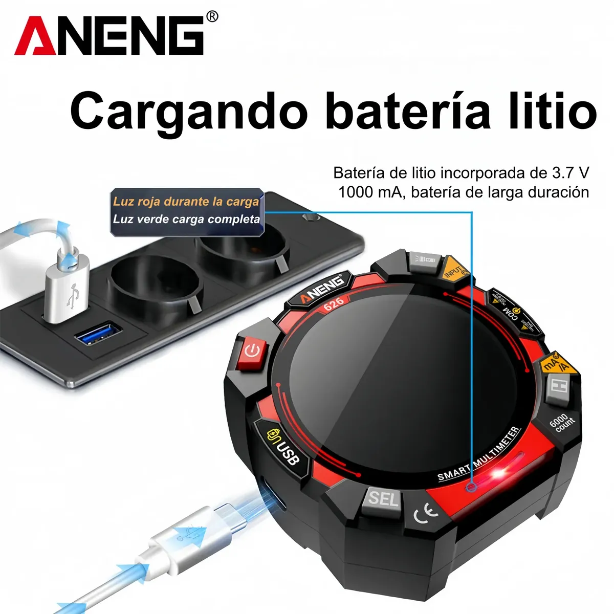 Multimetro digital medicion automatica recargable | Multimetro autorango ANENG