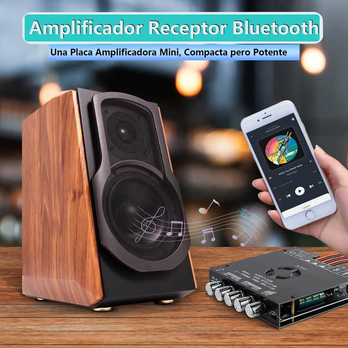 Amplificador bluetooth 2.1 canales 2x160W | Placa amplificada estereo 160W + 160W + 220W | ZK-HT21
