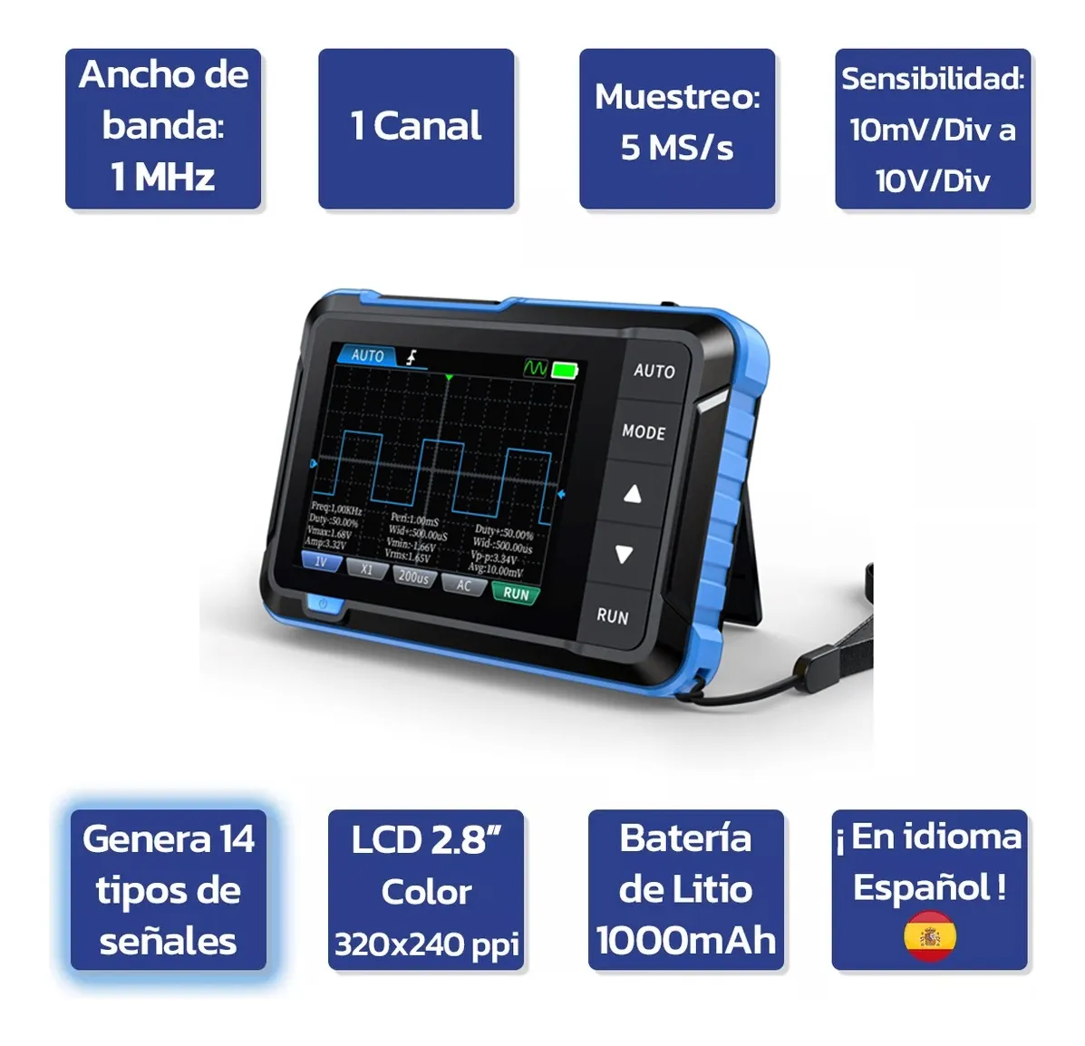 Osciloscopio DDS Fnirsi DSO153 Plus | Generador De Señales con puntas atenuadas