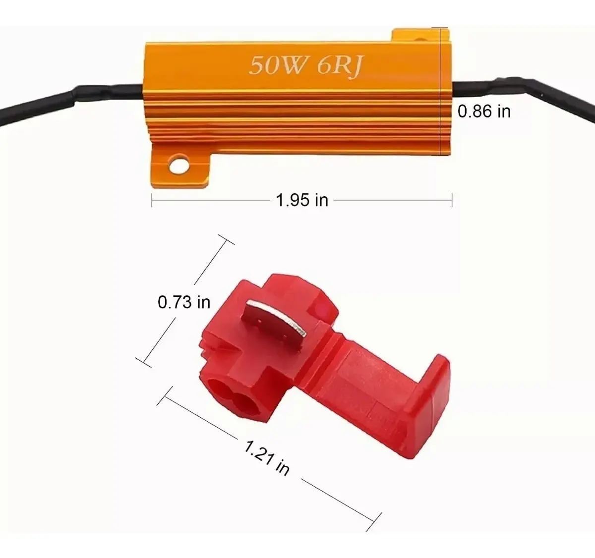 Par de resistencias para foco LED Canbus | Resistencia para error de foco LED en coche | Resistencia de potencia de aluminio 6 ohms 50W
