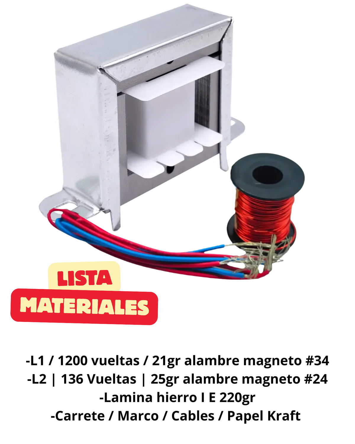 Kit de Transformador 12v 1A | Kit escolar para armado de transformador