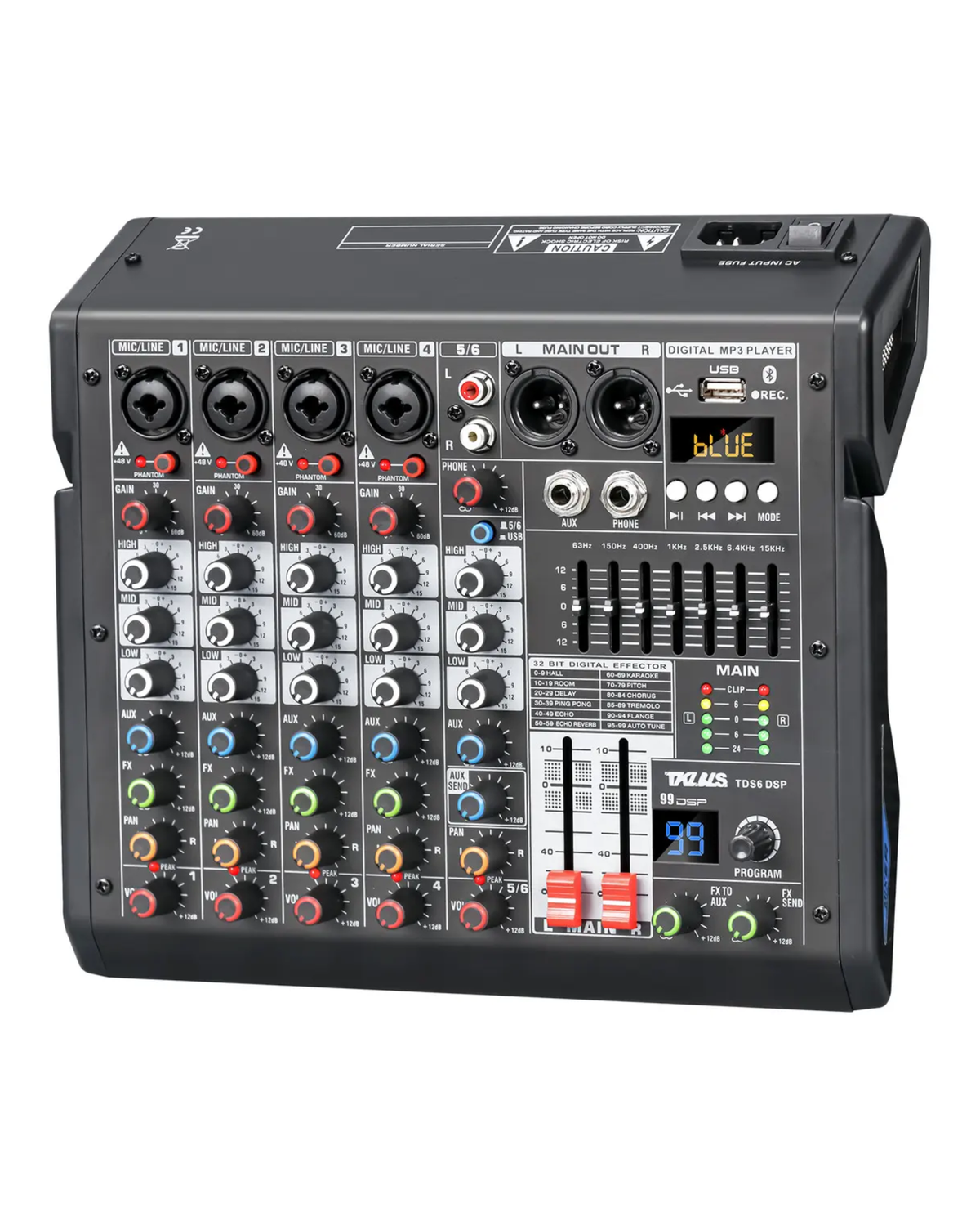 Mezcladora de Audio de 6 Canales 99DSP TKLBLS TDS6
