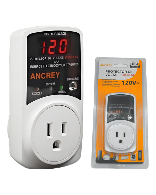 Protector de Voltaje para Refrigerador, Aire Acondicionado, Lavadoras, TV y PC | Regulador de corriente 1 contacto