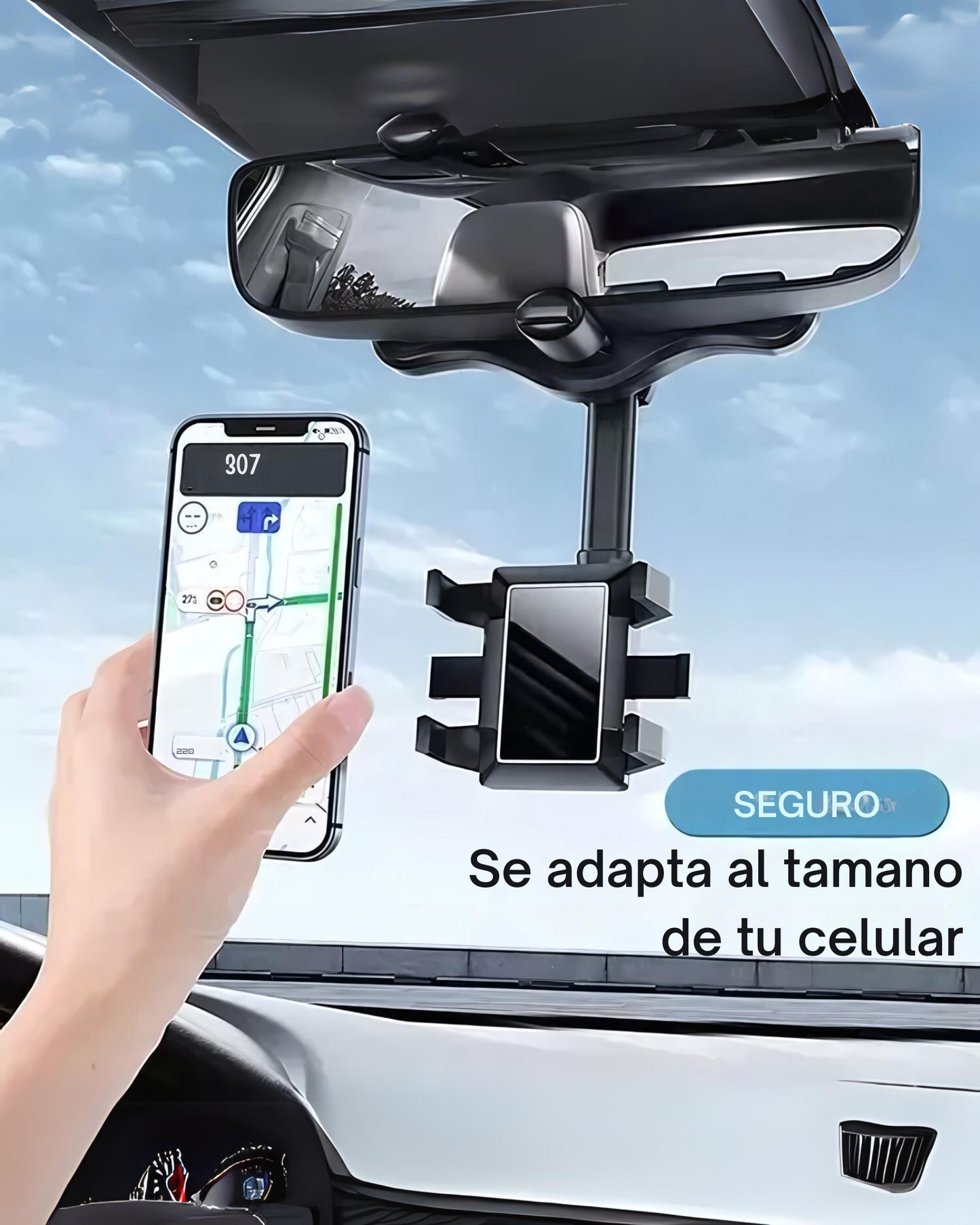 Soporte de Celular para espejo retrovisor de automovil