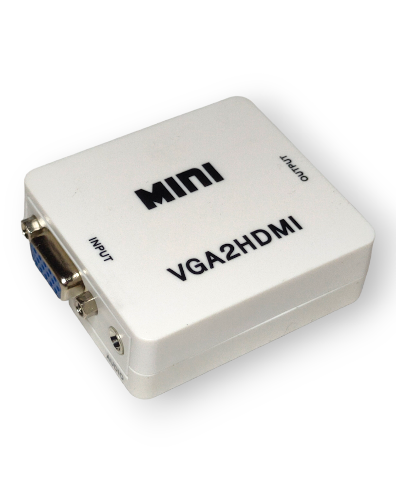 Adaptador HDMI A VGA 1080P Con Audio - Convertidor De Señal Para PC, Portátil, Tableta (Blanco)
