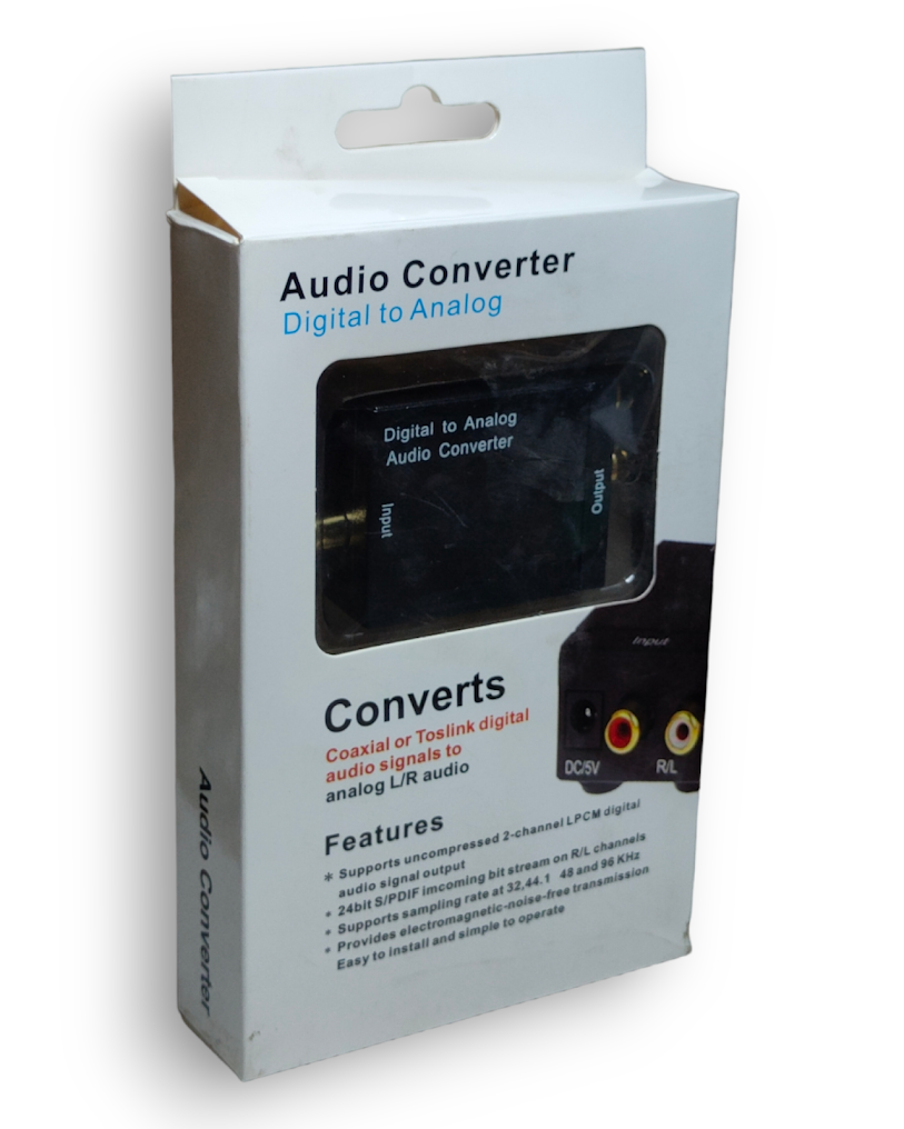 Convertidor de audio analógico RCA L/R a audio óptico digital S/PDIF