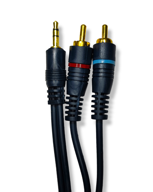 081-125 Cable Auxiliar 2 RCA a 3.5mm 1.8m Reforzado CAB09