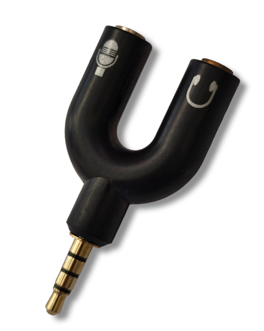 E044 Adaptador "Y" Plug 3.5mm a 2 Jack 3.5mm para Audífono y Micrófono